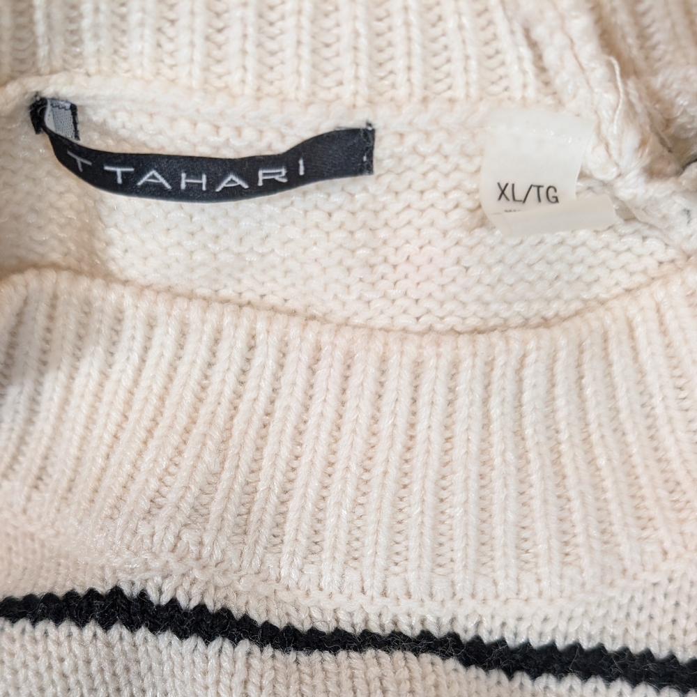 T Tahari Black and Cream Striped Sweater. Women's Size XL - Picture 10 of 10